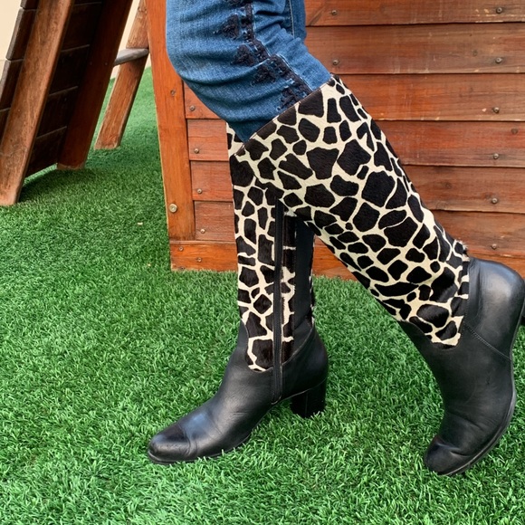 COPY - Diego Di Luca Calf Hair/Leather Knee High Boots - Picture 3 of 10